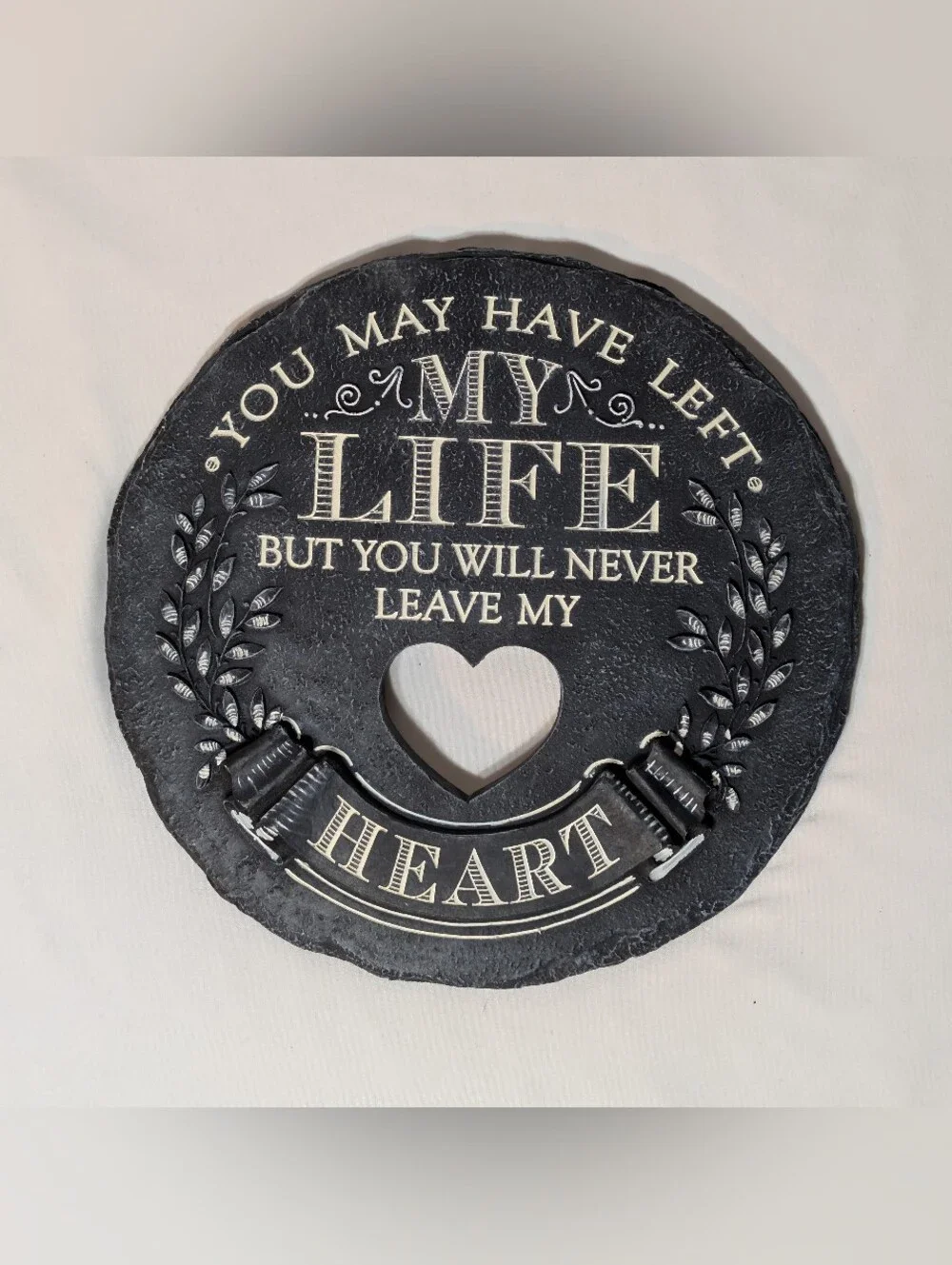 Memorial Stepping Stone Garden Sign Wall Art Decor Decoration Circular Heart Cut